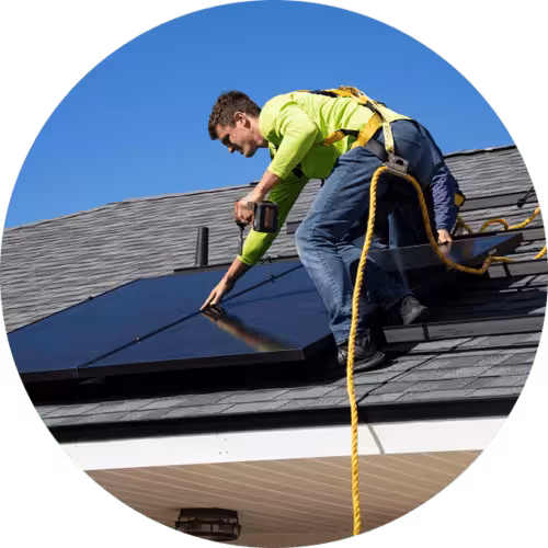 Modern home with solar panels